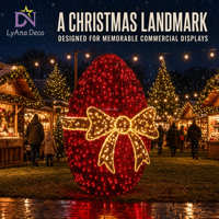 Grande boule de Noël lumineuse, sculpture LED, décoration de Noël, installation paysagère commerciale pour entrée de centre commercial