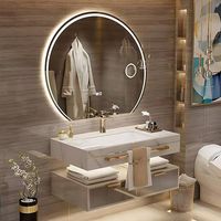 Miroir de salle de bain rond LED moderne éclairé avec écran tactile, indice de protection IP65, pour salon et appartement