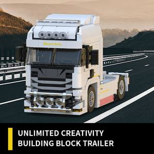 Ensemble de Briques de Construction Classique Long Hauler, Véhicule de Transport de Remorque à Blocs de Construction, Camion de Travail Robuste Blanc - Product Image 6