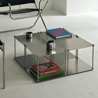 Étagère de rangement modulaire en acier inoxydable brossé, organisateur et présentoir empilable multi-niveaux, style minimaliste haut de gamme