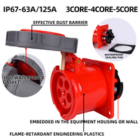 Prise industrielle 5 broches 125A 3P+E+N 220-380/240-415V IP67, prise industrielle IEC60309 63A 4 broches, prise industrielle 380-415V IP67, connecteur CEE