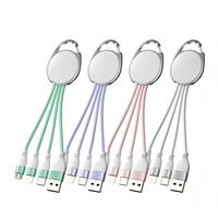 Câble de charge multi-usage 3 en 1, câble de charge USB portable en forme de porte-clés, cordon de charge court et petit compatible avec les smartphones