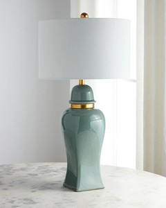 Lampe de chevet moderne de luxe écologique avec abat-jour en tissu, design unique, avec luminaire à douille E26, alimentation électrique - Product Image 6