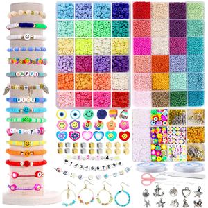 ชุดทำเครื่องประดับ DIY สำหรับเด็กผู้หญิง พร้อมลูกปัดแก้วรูปตาปีศาจ คริสตัล และลูกปัดแลมป์เวิร์คหลากสี สำหรับทำสร้อยข้อมือ - Product Image 1