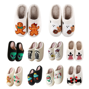 Winter Cozy Plush Cotton Holiday Dwarf Elf Santa <strong>Xmas</strong> Tree Snowflakes Gingerbread Snowman Christmas <strong>slippers</strong> for Women Men - Product Image 4