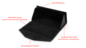 Đen trắng da Kính mắt bảo vệ trường hợp kính mát di động lưu trữ tam giác có thể gập lại Sunglass trường hợp bao bì hộp - Product Image 5