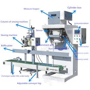 15kg 25kg 50kg Reis verpackungs maschine Edelstahl harz partikel Biomasse pellets Wiege verpackungs maschine