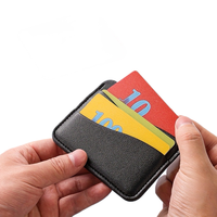 Dompet Kartu Kulit PU Tipis Kustom X49, Logo Eksklusif, Bentuk Gelombang, Grosir