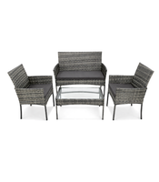 Ensemble de 4 canapés de salle à manger en rotin tressé PE moderne pour patio et jardin