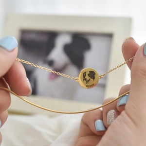 Wholesale the Latest Fashion Stainless Steel <b>Custom</b> Pet Portrait DIY <b>Name</b> Engraving Jewelry Set for Gift Party - Product Image 2