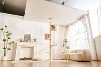 Nouvelle Conception Tour d'escalade en bois et sisal du sol au plafond avec mobilier d'appartement et plateforme de saut, Maison pour animaux, Arbre à chat