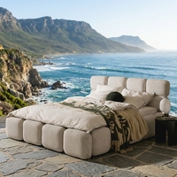 Lit rembourré moderne en tissu, design contemporain, avec rangement, pour chambre parentale, disponible en tailles King Size et Queen Size, mobilier de chambre.