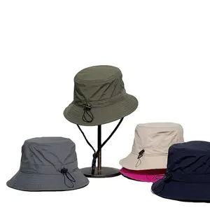 Chapeau de seau à séchage rapide personnalisé Oem de haute qualité avec ficelle, chapeau de protection solaire de protection UV de pêcheur pour hommes à la mode