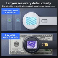 High Quality Magnifying Glass 200X with 8 LED Light 2 Inch Screen Digital Magnifying Glass for commercial and household use