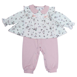 Jumpsuit kustom bayi anak-anak, jumpsuit lengan panjang motif bunga musim semi musim gugur 2 potong - Product Image 2