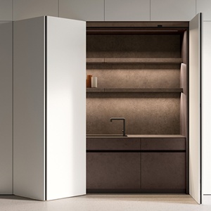 Mueble <span class=keywords><strong>de</strong></span> <span class=keywords><strong>Cocina</strong></span> Personalizado Senger, Aparador <span class=keywords><strong>de</strong></span> Comedor <span class=keywords><strong>de</strong></span> Madera Blanca Pura con Tablero <span class=keywords><strong>de</strong></span> Melamina, Almacenamiento con Puerta Plegable Deslizante - Product Image 3