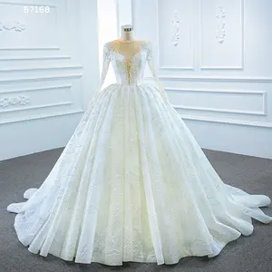 Jancember RSM67168 패션 쉬폰 원단 레이스 소재 자수 웨딩 드레스