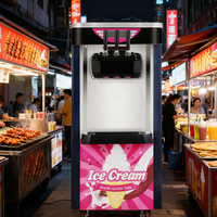 Machine à gelato et à crème glacée molle à haute productivité, 3 saveurs, autonome, 220V/110V, eau commerciale pour l'Amérique du Sud, le Brésil