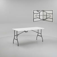 Nouvelle arrivée, table pliante rectangulaire en plastique HDPE de 150 cm pour événements en plein air, mariages, pique-niques, repas, camping