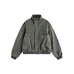 2025 Ladies High Street Blank Retro Vintage Work <strong>Jacket</strong> 100% Cotton Washed Zip up Heavy Canvas <strong>Chore</strong> <strong>Jacket</strong> - Product Image 6