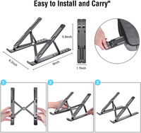 Support pour ordinateur portable en aluminium de qualité supérieure, réglable en hauteur, pliable, ergonomique, support de refroidissement pour bureau, maison, bureau