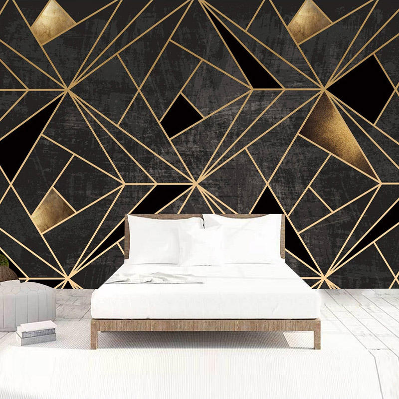 Papel tapiz Mural 3D personalizado para decoración del hogar, papel tapiz con patrón geométrico abstracto, creativo, negro, Fondo de TV para sala de estar, papel de pared con foto