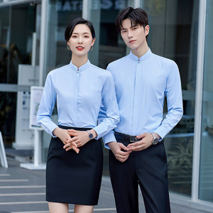 Logotipo bordado Estilo chino Trabajo profesional Departamento de ventas Mismo estilo <span class=keywords><strong>Camisa</strong></span> de cuello alto para hombres - Product Image 2