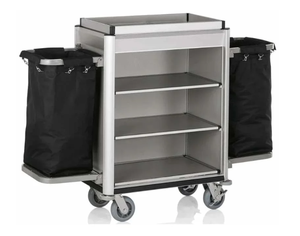 <span class=keywords><strong>Chariot</strong></span> <span class=keywords><strong>de</strong></span> ménage d'hôtel moyen avec 2 sacs à <span class=keywords><strong>linge</strong></span> - Product Image 1