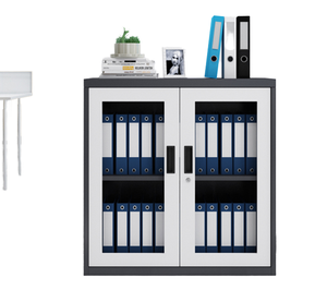 Armoire de rangement de bureau en acier avec porte en verre, armoire à dossiers en métal, armoire basse courte pour le rangement de documents - Product Image 1