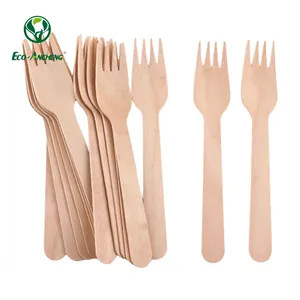 Bulk Ecofriendly Bio Compostable Wooden Cutlery Disposable 160mm Fork Spoon Knife