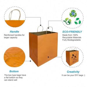 <b>Orange</b> Color Brown Kraft <b>Paper</b> Bags with Twisted Handles 14x10x15.75 Inches - Product Image 3