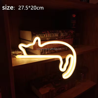 Lumière néon LED en acrylique en forme de chat paresseux, à suspendre au mur, alimentation par batterie ou USB, contrôle par bouton, CRI 60, pour décoration intérieure romantique ou de fêtes