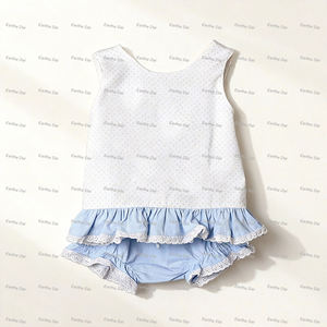 Set di Abbigliamento Estivo per Bambine Ric Rac 2026, Vendita all'Ingrosso, 100% Cotone, Set Pannolini con Monogramma per Neonata - Product Image 5