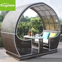 Sofá Cama de Ratán para Jardín, Tumbona de Mimbre para Patio, Tumbona de Playa, Cama de Día de Ratán para Exteriores