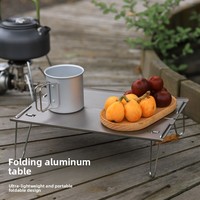 Table de camping pliable en aluminium portable, mini table de pique-nique extérieure, table à thé légère et compacte pour le camping