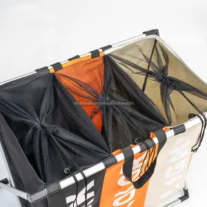 Offre Spéciale personnalisé pliable 3 sections panier à linge trieur panier sac poubelle sac à linge sale avec cadre en aluminium