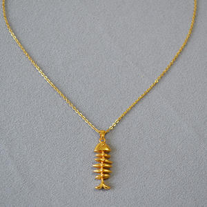 Collier chaîne simple en laiton plaqué or, design rétro européen et américain, personnalisé, au style unique, pour femmes - Product Image 2