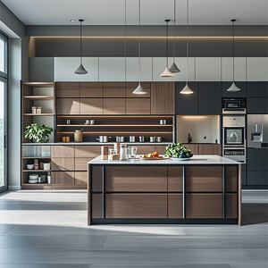 מטבח רב-תכליתי ארון מזווה ארון-משיכה להתאמה אישית מדפים, מתלה תבלינים ומגירות רכות קרוב - Product Image 3