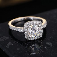 Ensemble de bagues de mariage en argent sterling S925 avec moissanite taille ronde pour femme, design halo, empilable, pour fiançailles et mariage