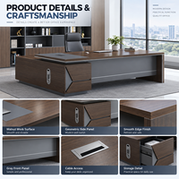 Bureau de direction moderne en forme de L, bureau d'ordinateur en MFC, table de PDG, ensemble de mobilier de bureau de direction, table de bureau de directeur