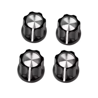 Grosir hitam 6mm lubang poros plastik berulir Knurled potensiometer putar kenop gitar