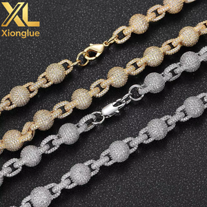 Luxury 18K Gold Bead Chain Bracelet with Full Diamond Round Bead Iced Out Design for <b>Men</b> Women Fine Jewelry Bracelets <b>Bangles</b> - Product Image 2