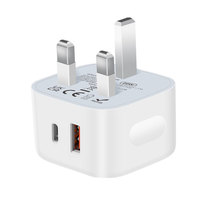 Chargeur USB C 20W avec prise UK, chargeur mural à charge rapide PD, adaptateur secteur à double port pour iPhone 11 12 13 14 15 PRO MAX