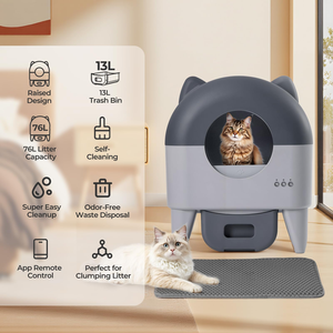 Bac à litière automatique extra large autonettoyant pour plusieurs chats, contrôlé par application avec capteurs intelligents, protection anti-odeurs et sécurité. - Product Image 2