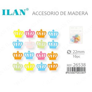 Accessorio Corona in Legno Ilan 22mm 16pz per Decorazioni Artigianali - Product Image 1