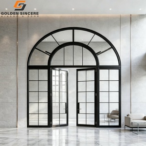 GS Arched Crittall Style Door Aluminium Alloy Double <b>Swing</b> Glass Doors Exterior French <b>Patio</b> Door - Product Image 5