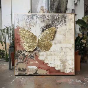 Quadro Moderno Dipinto a Mano Pop Art Astratto con <span class=keywords><strong>Farfalle</strong></span>, Pittura a Olio su Tela Acrilica, Ecologico e Impermeabile, Grande Formato da Parete - Product Image 1