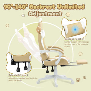 Chaise de jeu de bureau pour filles, adolescents et enfants, avec oreilles mignonnes, coussin lombaire Shiba Inu, oreilles de chat mignonnes, Turquie 2024 - Product Image 4
