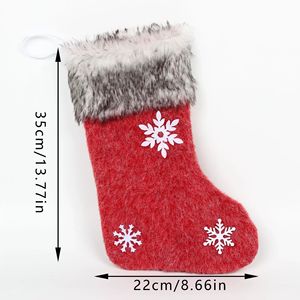 Rouge gris laine <span class=keywords><strong>bas</strong></span> de noël impression ornement suspendu pour la décoration de la maison festive en peluche arbre de noël décor vacances cadeaux bonbons - Product Image 5