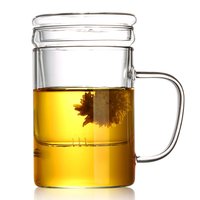 Tasse à thé en borosilicate de haute qualité 350 ml (12 oz) – Design élégant avec infuseur et couvercle, résistante à la chaleur, compatible lave-vaisselle, soufflée à la bouche, faite à la main